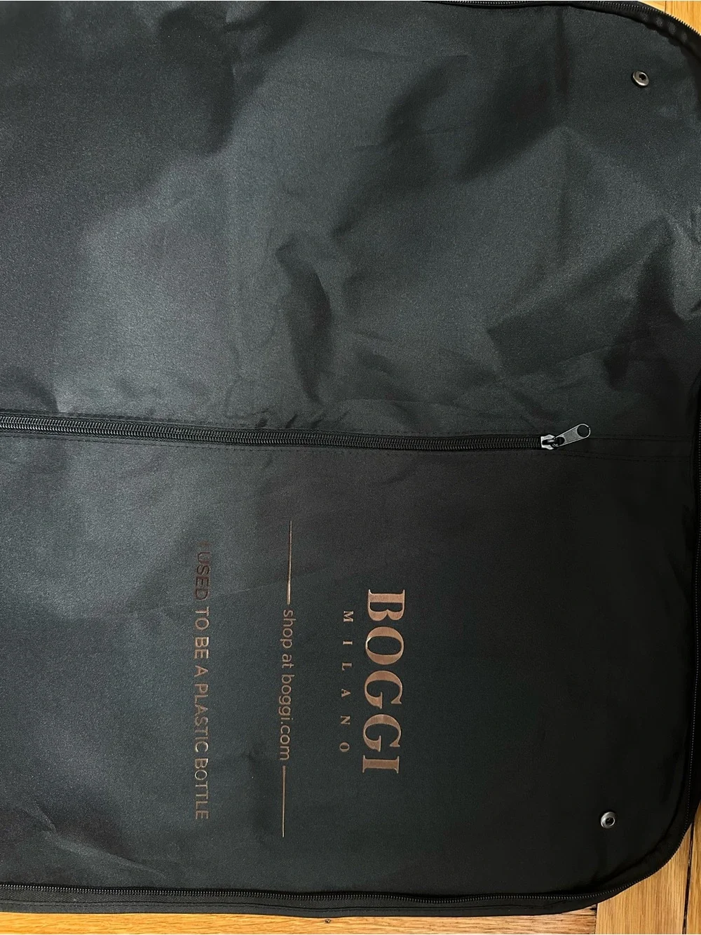 Boggi Milano Black Garment Bag with gold Metallic Logo